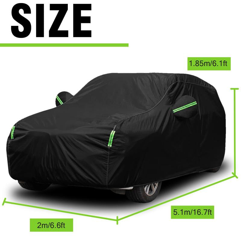 All-Weather Reflective Car Cover, Sun UV Rain Snow, Oxford Cloth Outdoor Car Cover, Fit for SUV (15.9-16.7FT) - Black