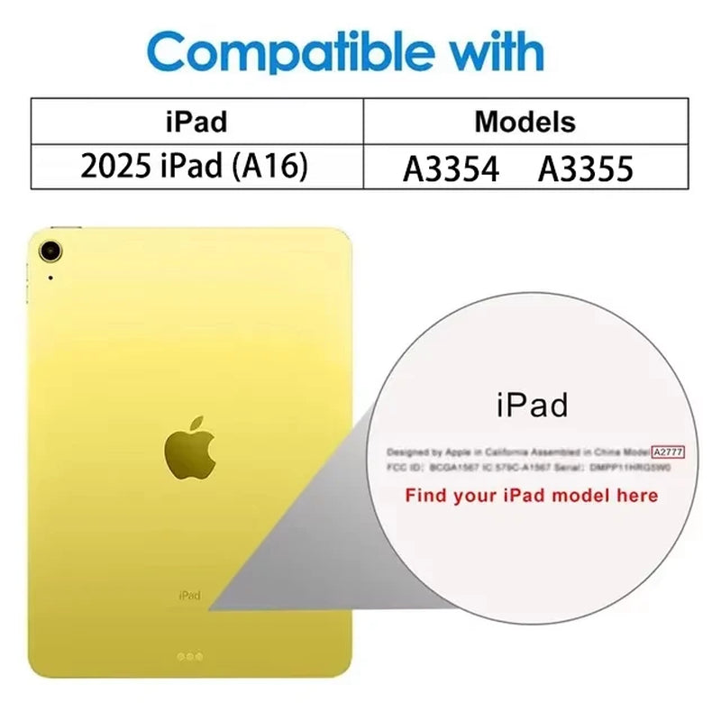2PCS Glass Screen Protector Tablet Case Ipad 10Th Generation 11Th 10.9 Inch 2025 Ipad A16 A3354 A3355 A2696 A2757 Gen Cover