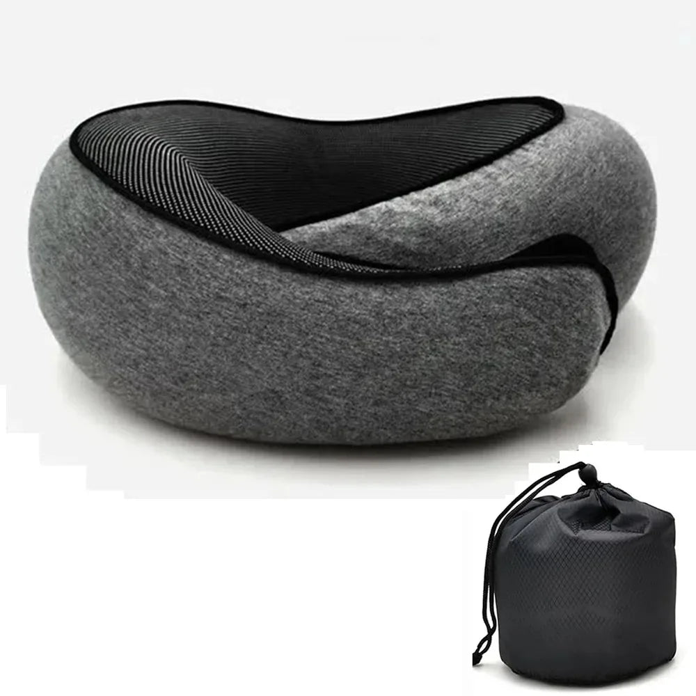 Portable Adjustable Travel Neck Pillow Memory Foam U-Shaped Pillow Snail Style Travel Neck Support Soft Noon Break Sleep Pillow