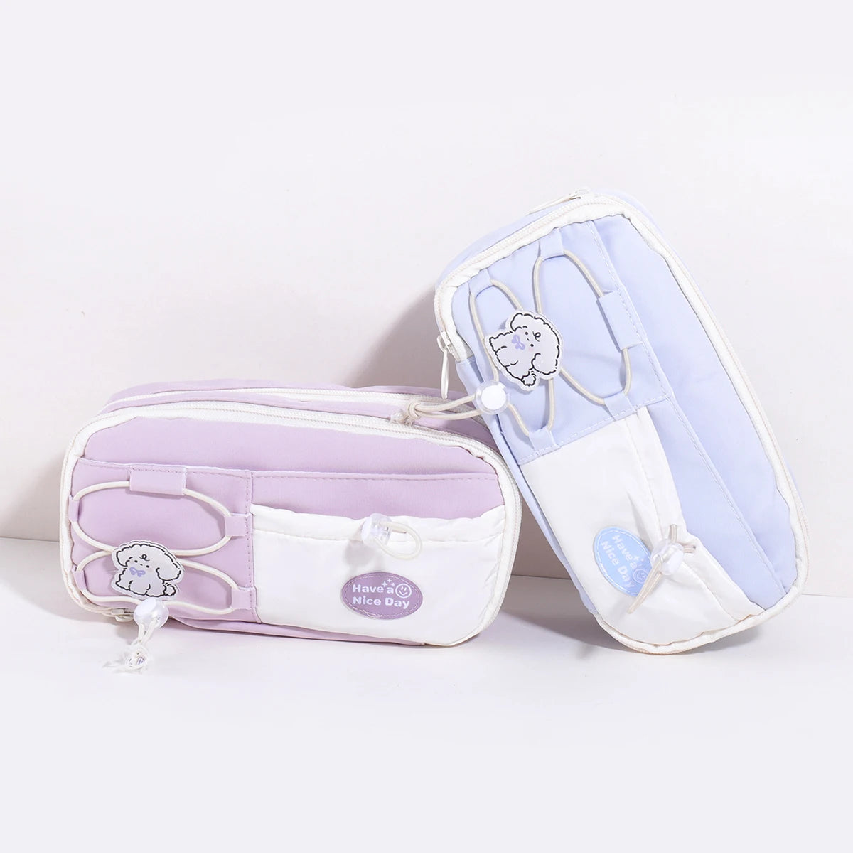 9 Layers Large Capacity Drawstring Pencil Case, Cute Puppy Multi Layer Stationery Storage Bag Portable School Supplies