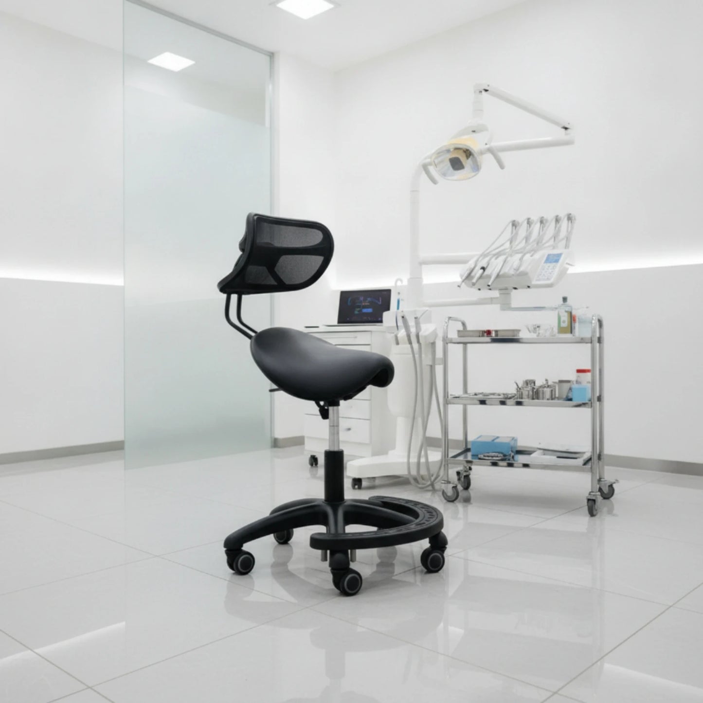 Saddle Stool with Wheels Ergonomic Stool with Backrest Saddle Chair Heavy-Duty for Stylists, Salon, Medical Office