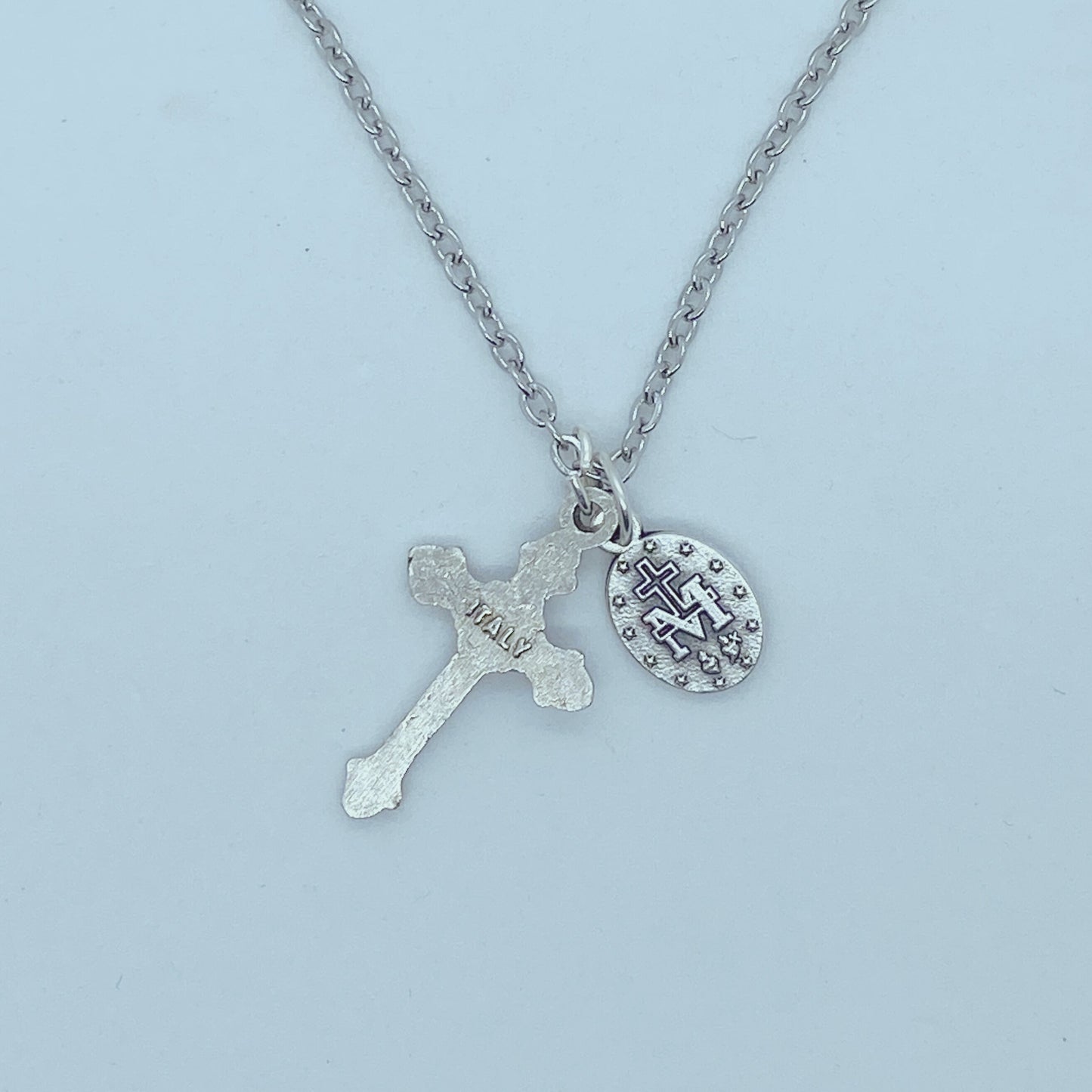 Crucifix with Enameled Miraculous Medal