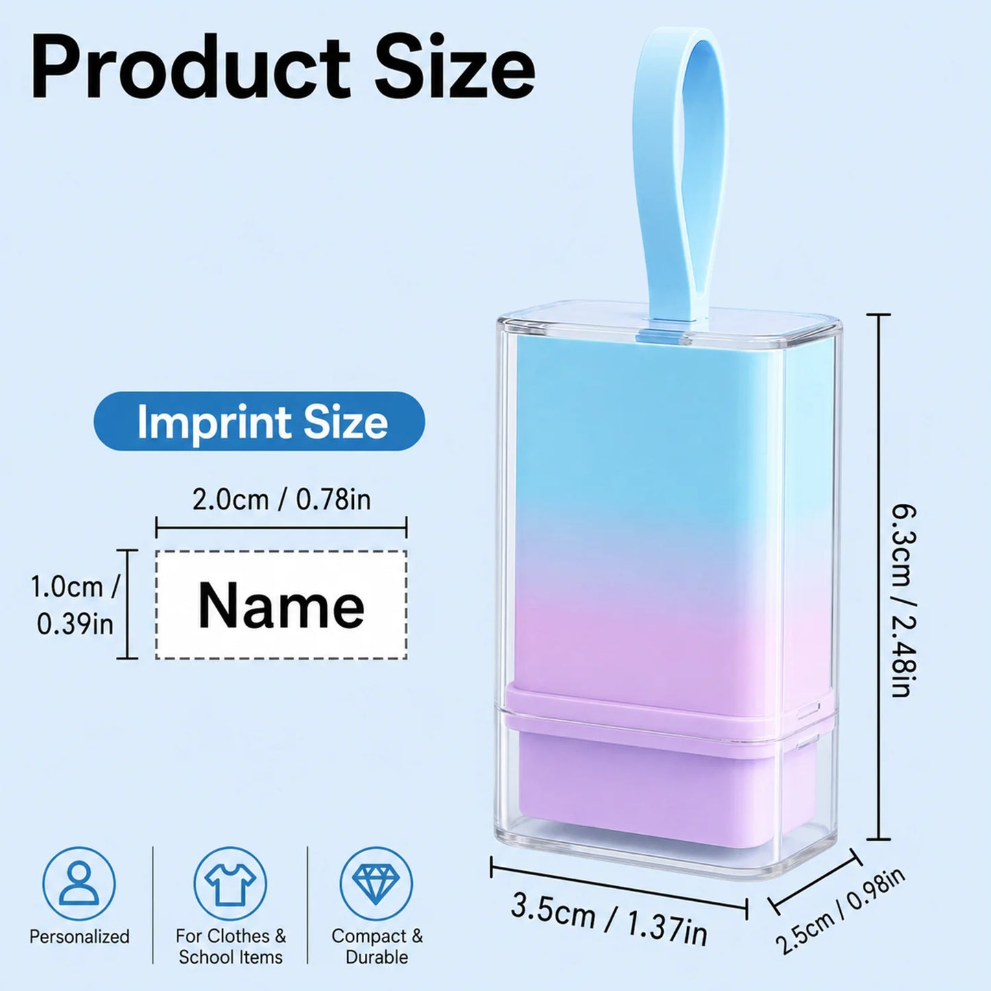Creative Gradient Custom Name Stamp – Personalized Design Name Stamp, Suitable for School Supplies,  Portable Name Stamp