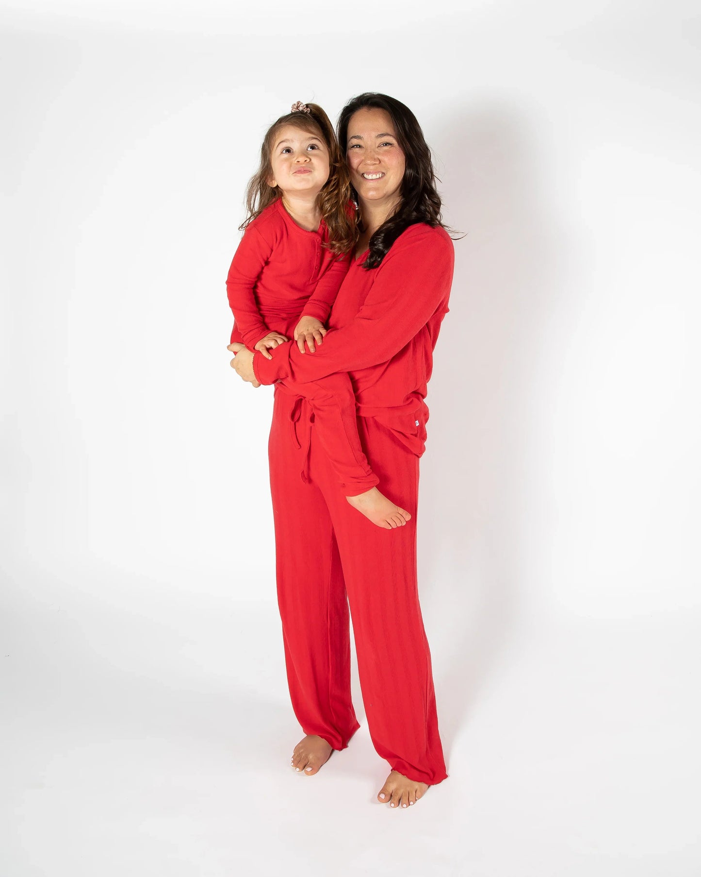 Red Two Piece Long Pajama Set