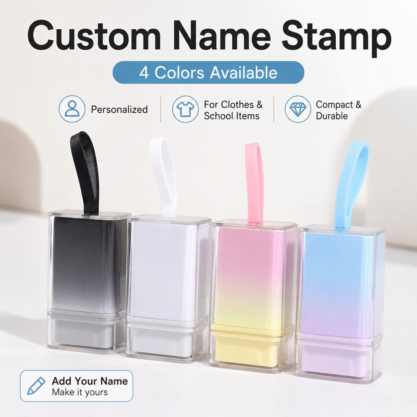 Creative Gradient Custom Name Stamp – Personalized Design Name Stamp, Suitable for School Supplies,  Portable Name Stamp