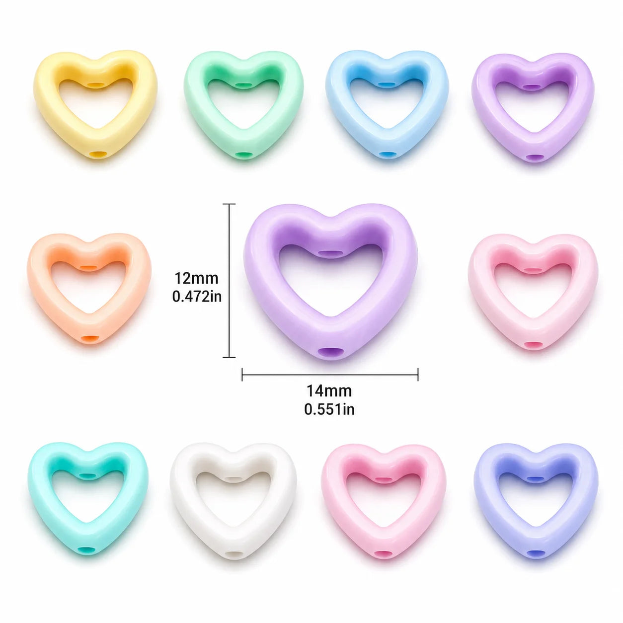 30Pcs Multicolor Clear Heart Acrylic Spacer Beads Hollow Heart Beads For DIY Beaded Pens Stationery Ornament Handcraft Material