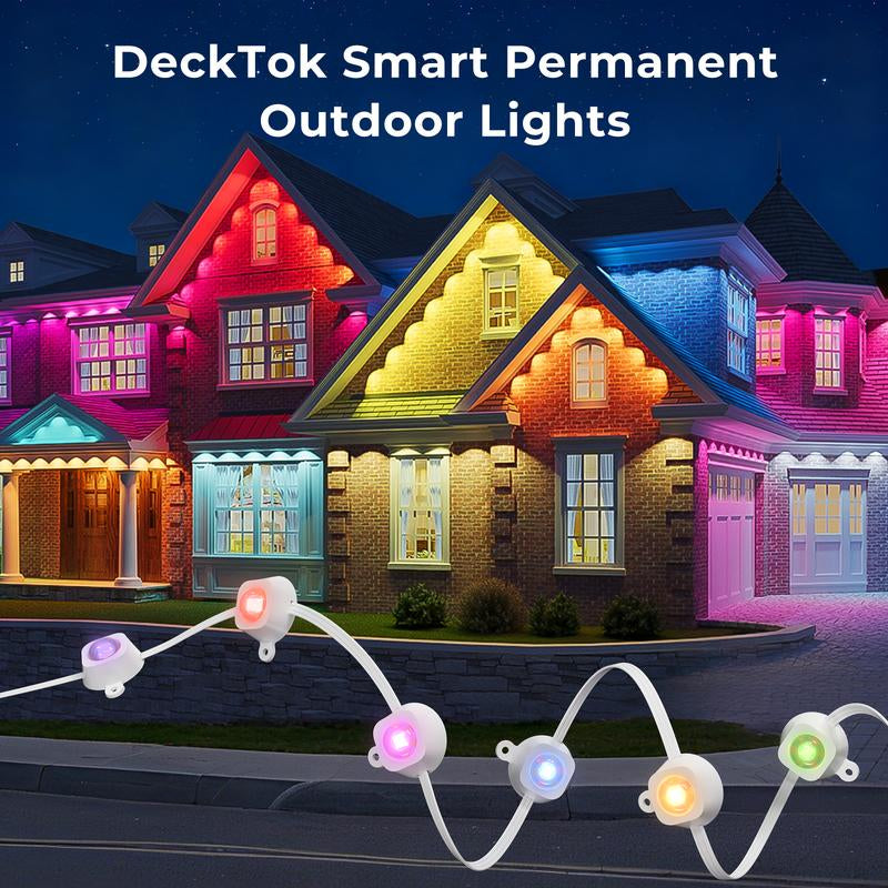 [Christmas Decoration]100Ft Smart Permanent Outdoor Lights Pro, RGBWW and 60LM Triple-Led Lights, Outdoor Decorations with 79 Scene Modes, IP67 Waterproof Work with Alexa, Google Assistant, White