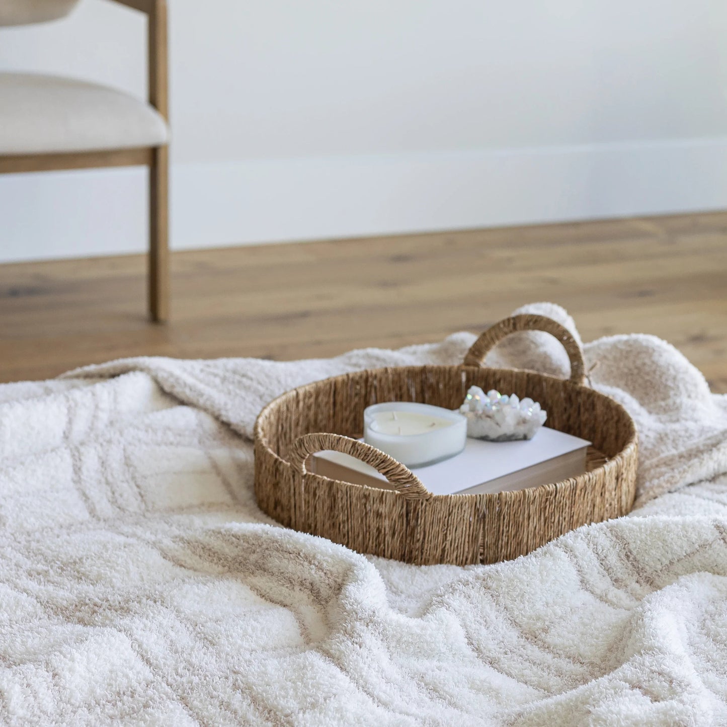 Blushing Beige & White Plaid Print Extended Throw