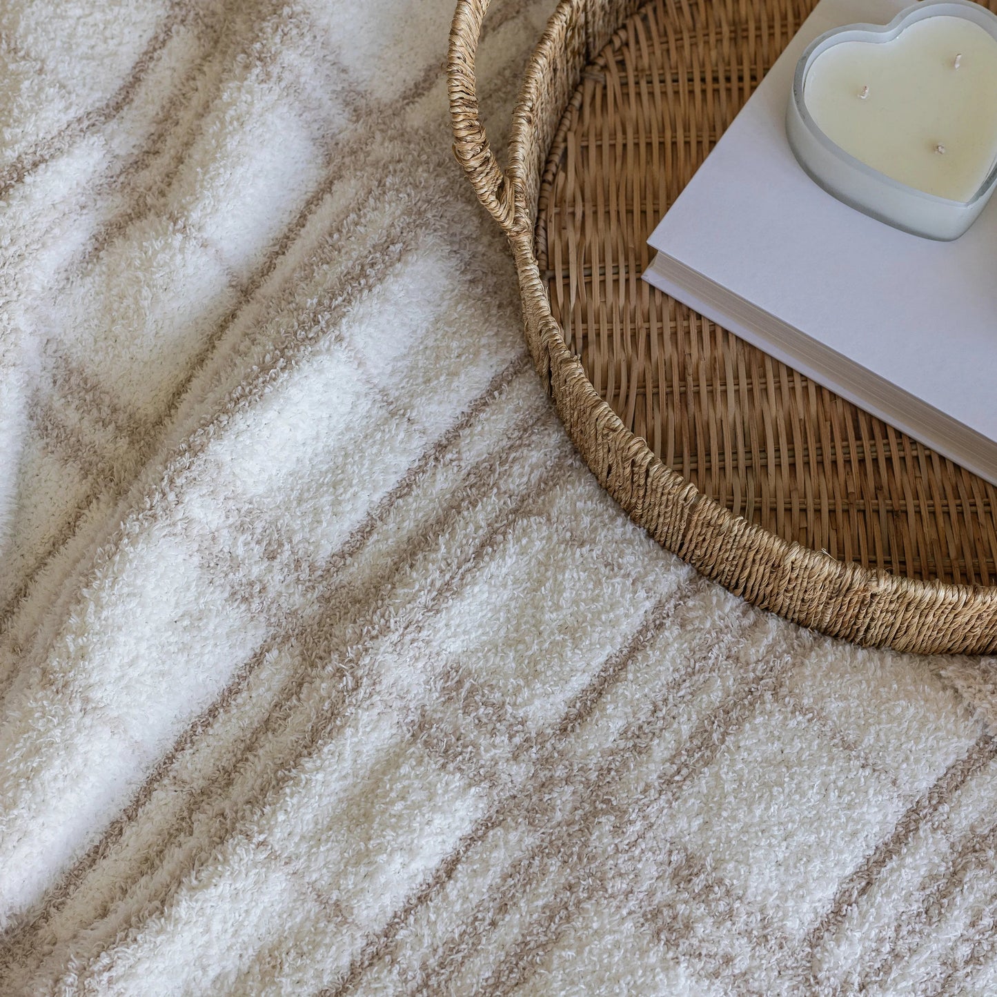 Blushing Beige & White Plaid Print Extended Throw