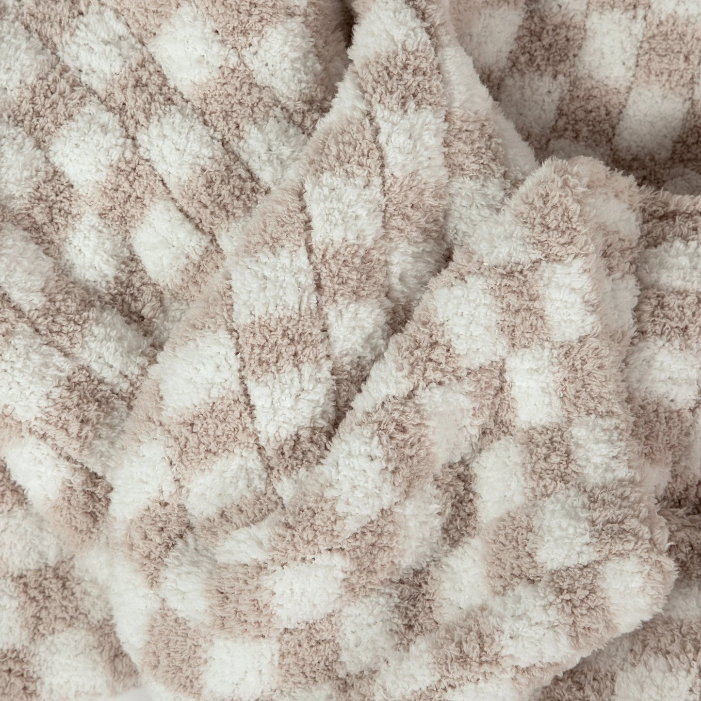 Blushing Beige & White Check Print Extended Throw