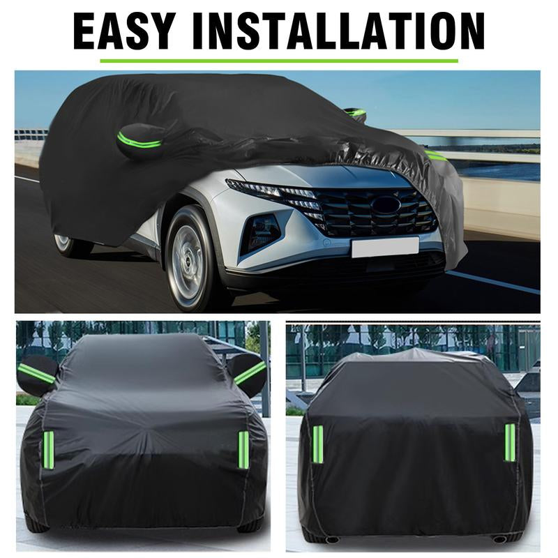 All-Weather Reflective Car Cover, Sun UV Rain Snow, Oxford Cloth Outdoor Car Cover, Fit for SUV (15.9-16.7FT) - Black
