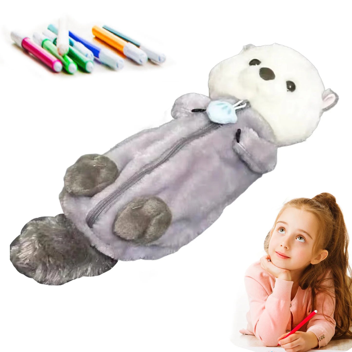 Creative Plush Toy Pencil Case Soft Cute Stress Relief Ins Style Kawaii Stationery Bag for Kids School Supplies