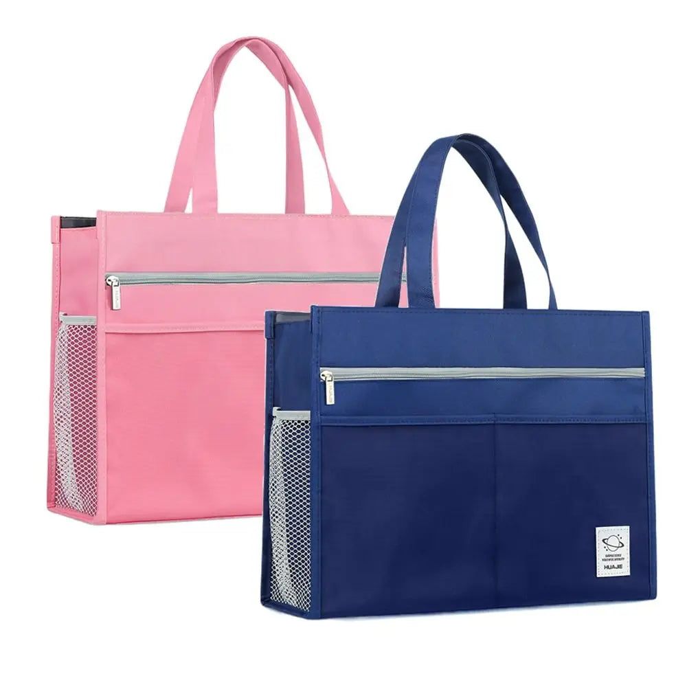 Multifunctional Thickened Oxford Handheld Book Bag Large Capacity Zipper Art Student Bag A3 8k File Bag School Office Supplies