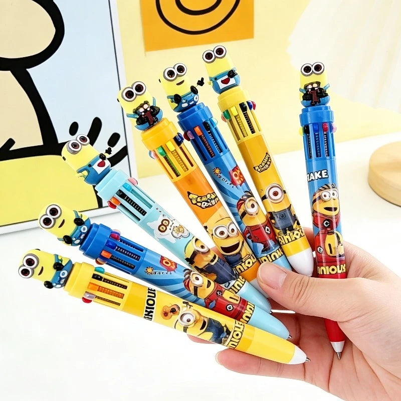 36pcs/set New Minions Anime10-Color Ballpoint Pen Despicable Me Cosplay Mark Hand-Held Pen 6 Styles Student Stationery Gift Toy