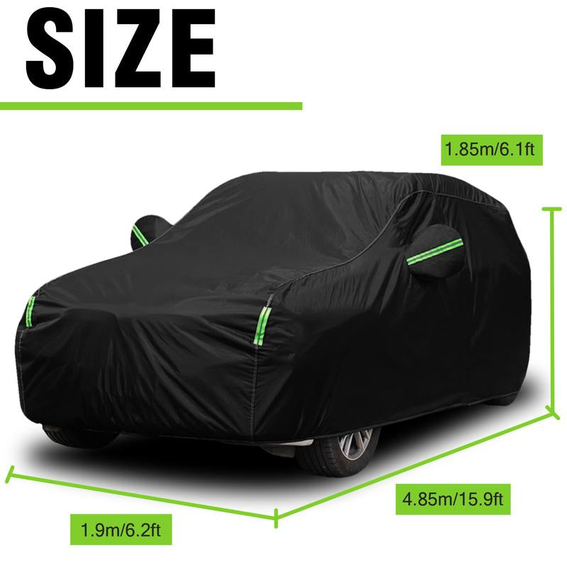 All-Weather Reflective Car Cover, Sun UV Rain Snow, Oxford Cloth Outdoor Car Cover, Fit for SUV (15.9-16.7FT) - Black