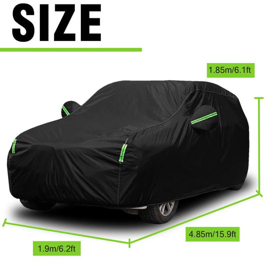 All-Weather Reflective Car Cover, Sun UV Rain Snow, Oxford Cloth Outdoor Car Cover, Fit for SUV (15.9-16.7FT) - Black