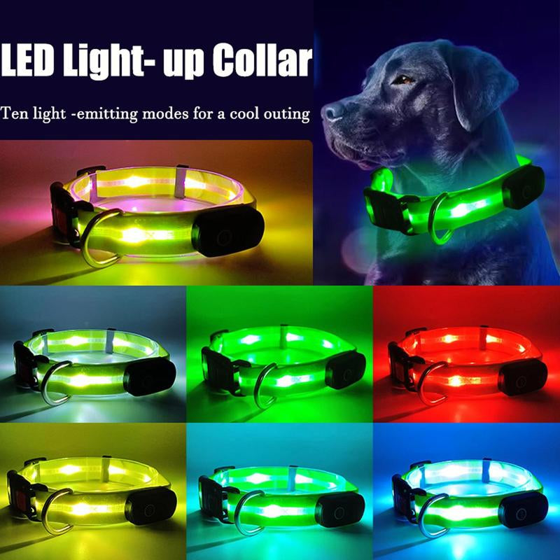 LED Dog Collar Light Rechargeable Color Changing Glow in the Dark Waterproof for Large Small Medium Dogs Halloween Cloak Photo Prop Black Friday Deals