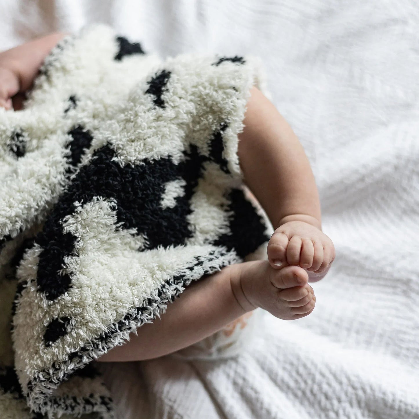 Tap Shoe & Baby's Breath Cow Print Lovey Baby Blanket