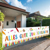 1 Piece Back to School Welcome Banner - 'Happy School Start' with Colorful Pens and School Supplies Design