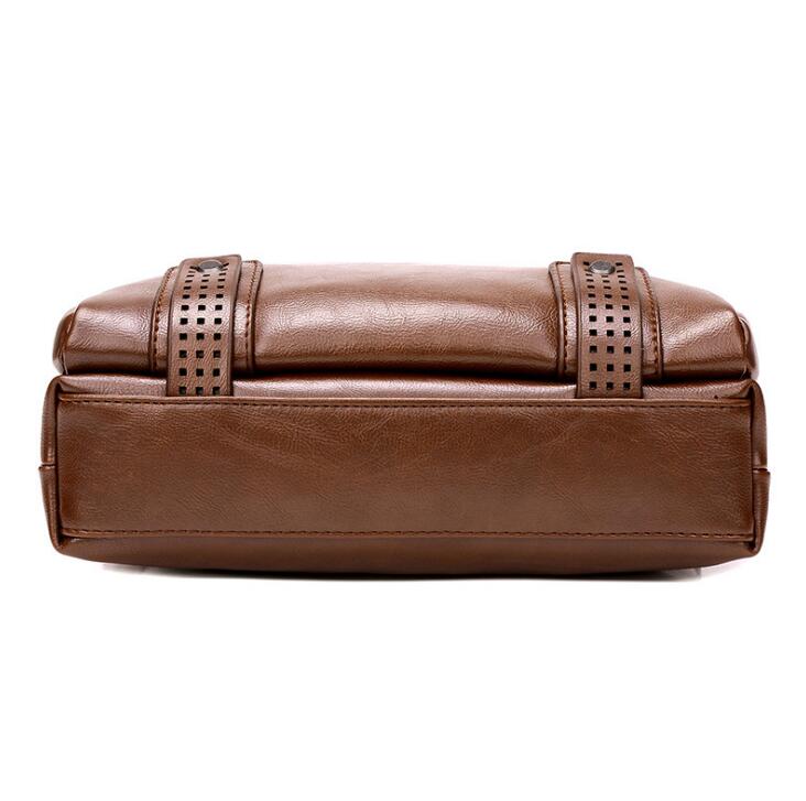LEINASEN Men's Leather Messenger Bag – Zipper Shoulder Crossbody Bag for Business & Travel
