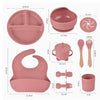 Baby silicone dinner plates, food-grade silicone infant and toddler complementary food feeding tableware set of ten pieces
