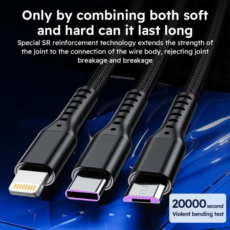 Charge Fast & Stay Connected! 🚀✨ Check Out Our 2-Pack 1.2M Super Fast Charging USB Cable - Mfi Certified 3 in 1 with Type-C, Micro USB, and IP Port! Perfect for All Your Devices! 📱🔌 #Fastcharging #Techessentials