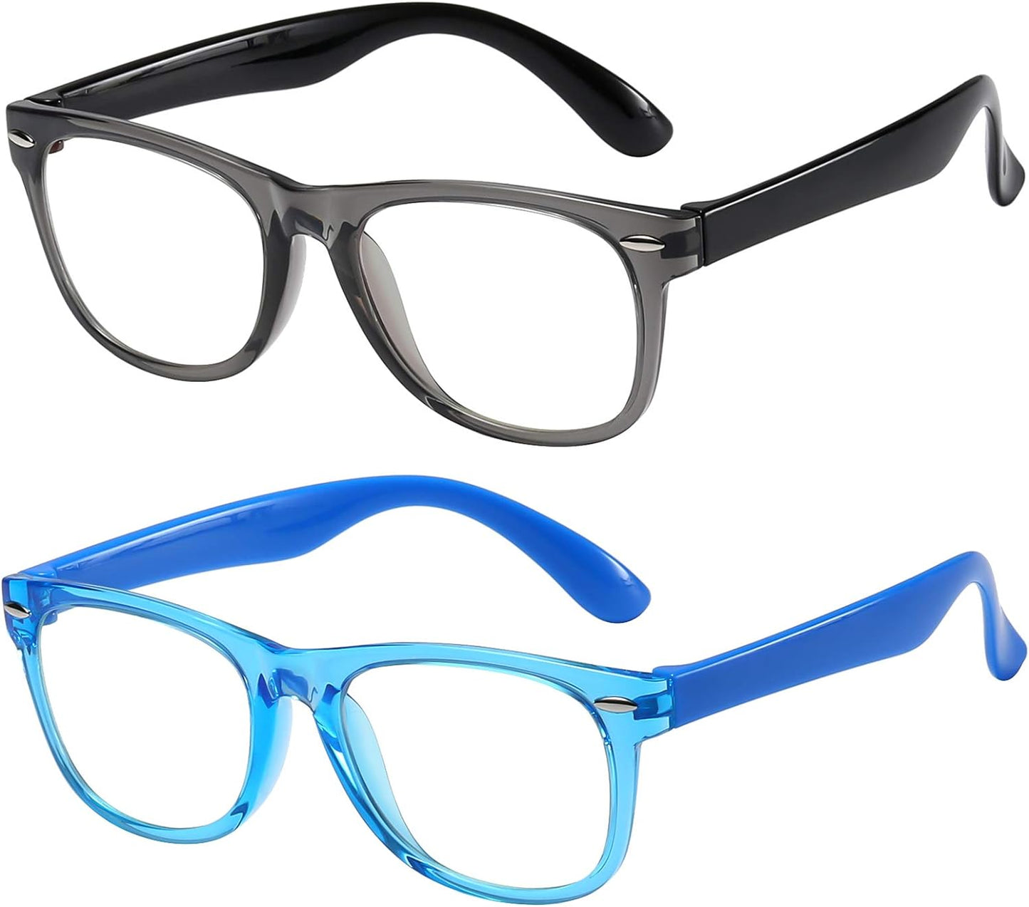 Kids Blue Light Blocking Glasses 2 Pack, Computer Gaming Glasses for Kids Girls Boys Age 3-10,Anti Blue Light & Headach