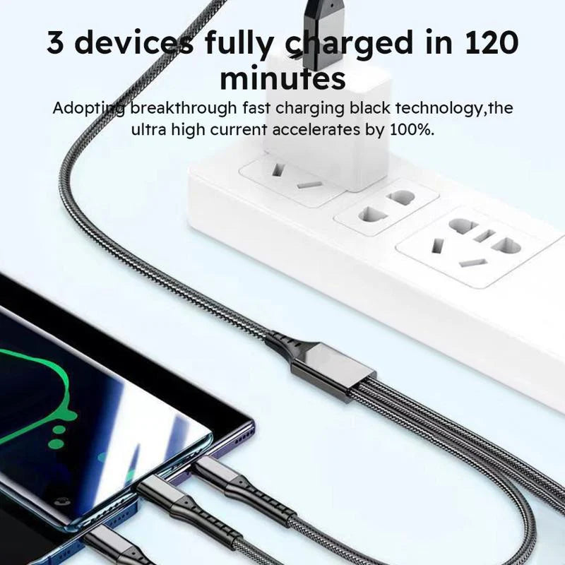 Charge Fast & Stay Connected! 🚀✨ Check Out Our 2-Pack 1.2M Super Fast Charging USB Cable - Mfi Certified 3 in 1 with Type-C, Micro USB, and IP Port! Perfect for All Your Devices! 📱🔌 #Fastcharging #Techessentials