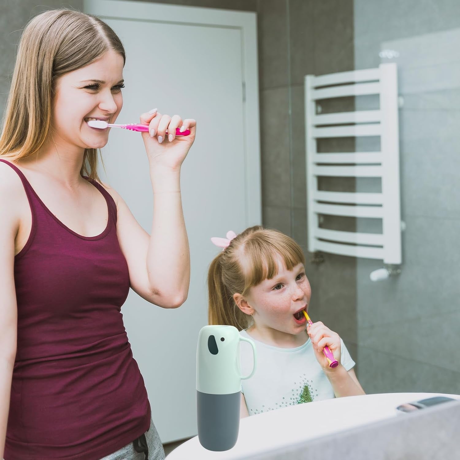 Toothbrush Travel Case, Removable and Portable Toothbrush Holder Cup, Use for Travel, Hiking,Camping, School, Bathroom, Cute and Playful Elephant Styling for Kids and Teens (Blue)