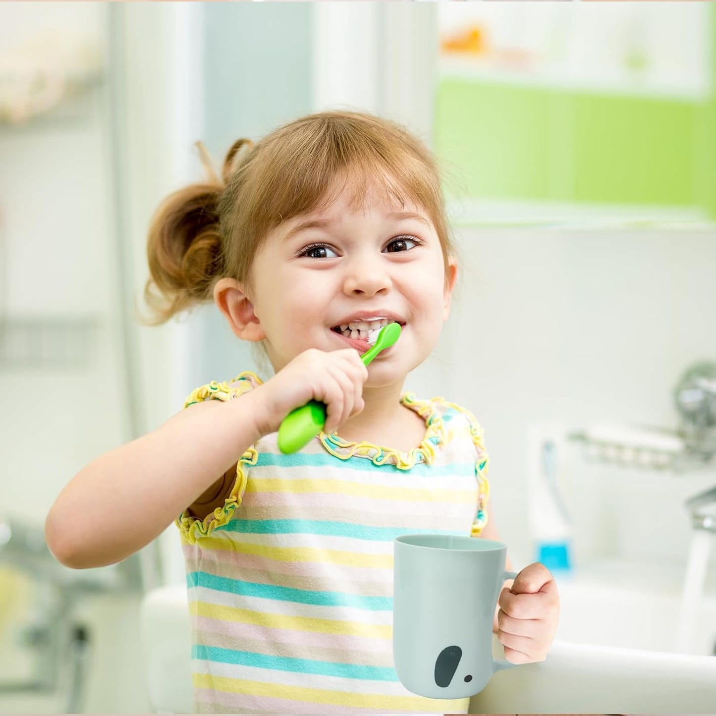 Toothbrush Travel Case, Removable and Portable Toothbrush Holder Cup, Use for Travel, Hiking,Camping, School, Bathroom, Cute and Playful Elephant Styling for Kids and Teens (Blue)