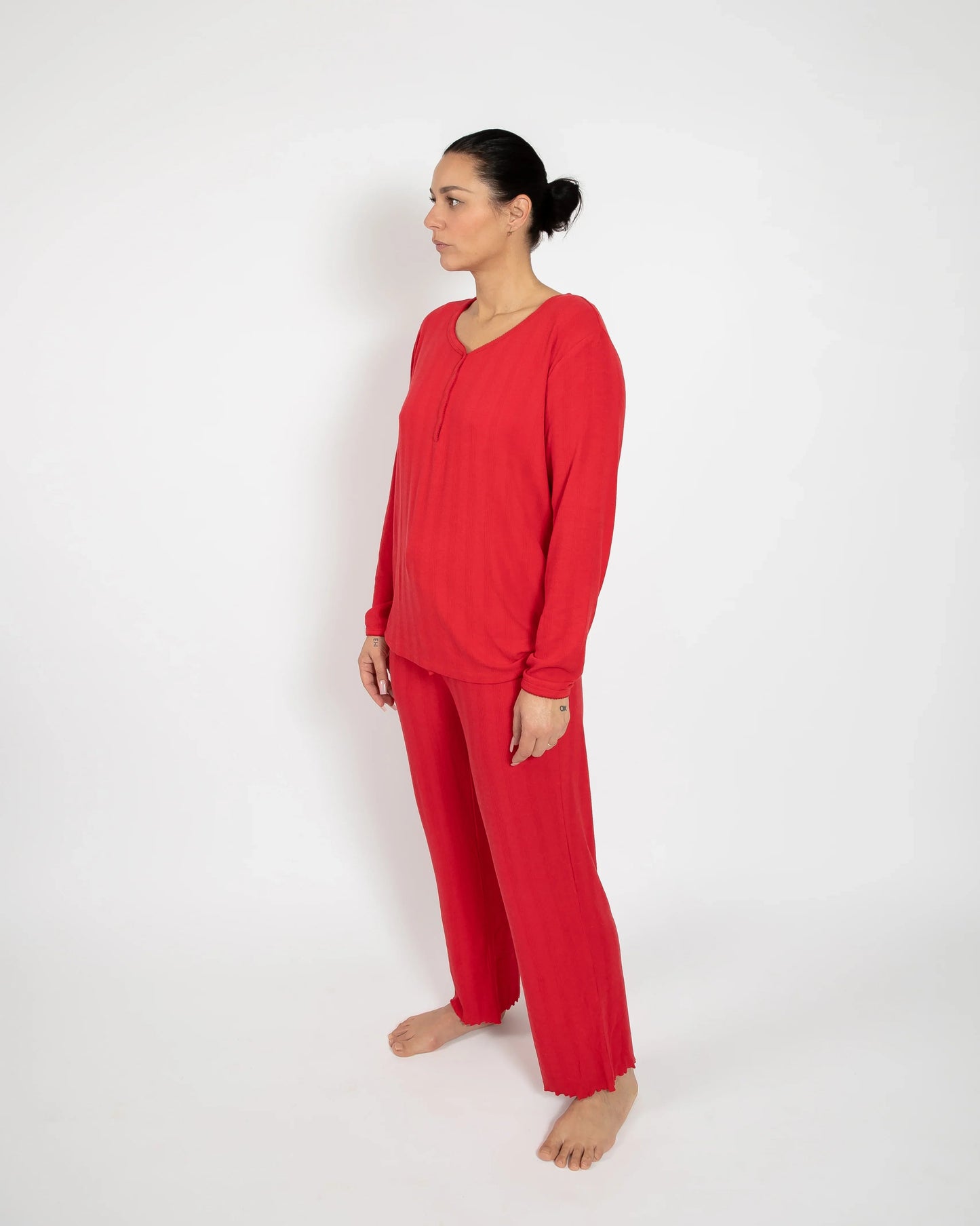 Red Ladies Long Pajama Set