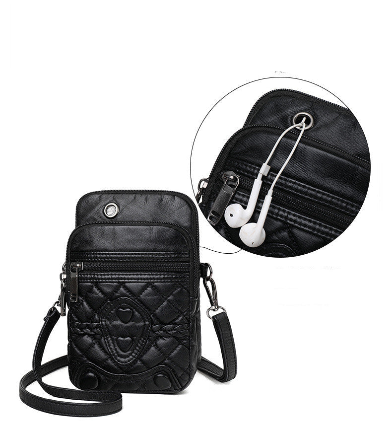 Quilted PU Crossbody Shoulder Bag for Women – Mini Zip Purse in 4 Colours