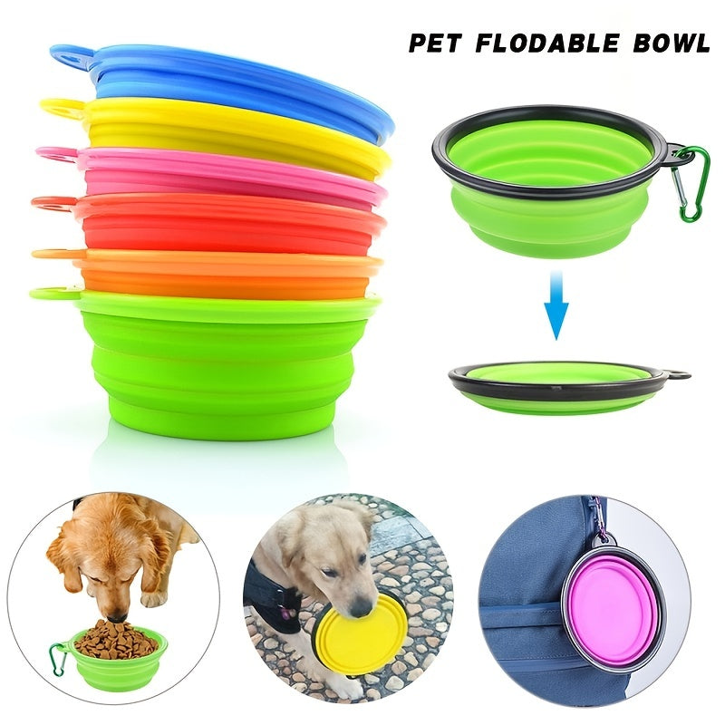 [Foldable Pet Bowl] Portable Foldable 350ml TPR Pet Bowl with Black Frame | Dog Food Dish for Outdoors