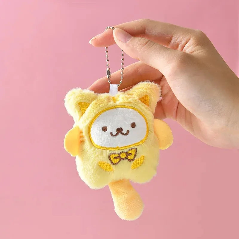 SANRIO Plush Keychain Hello Kitty MyMelody Kuromi Cinnamoroll Cartoon Animal Stuffed School Bag Pendant Backpack Decoration Doll