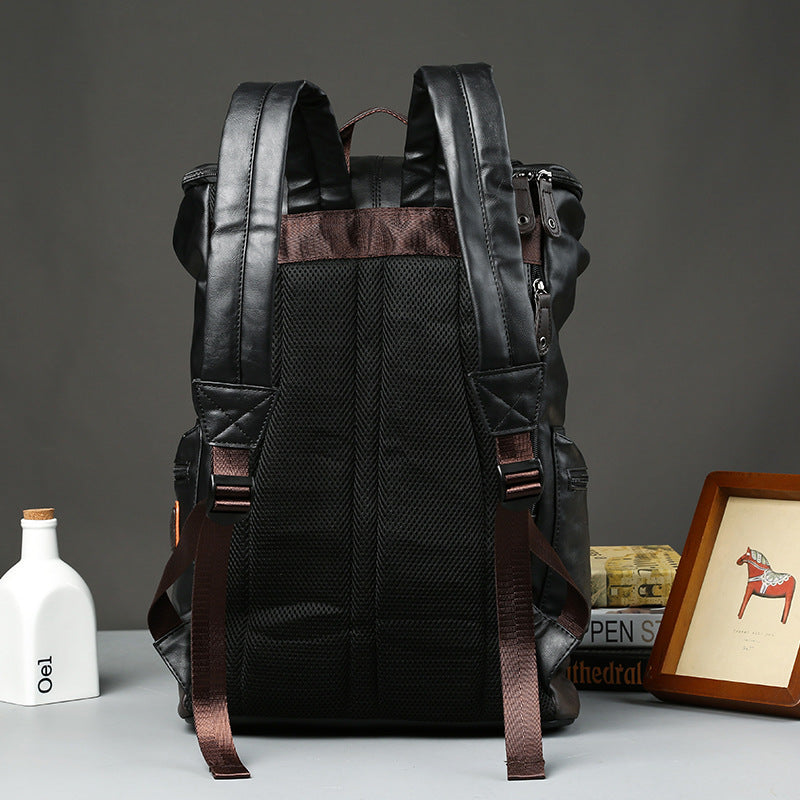 Men's PU Leather Backpack – Black | Travel, School & Laptop Bag