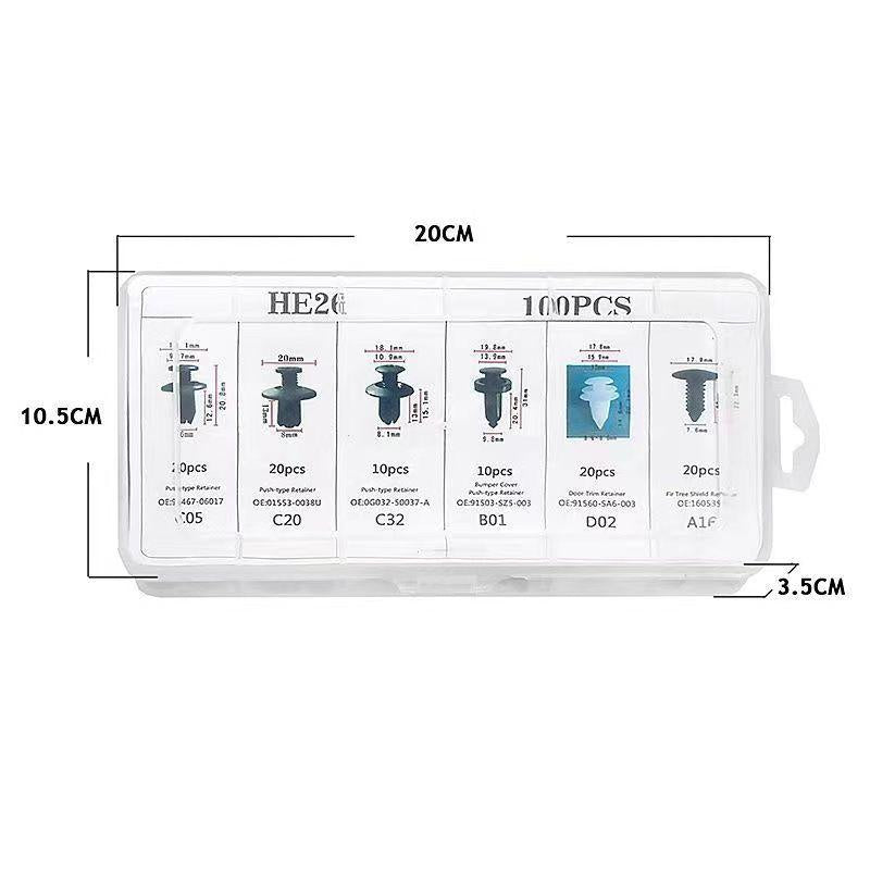 Festival Activities HE26 100Pcs Box Set of 6 Types Universal Expansion Screw Clips for Automobiles Mudguard Leaf Plates Door Panel Clips Nails C05 C20 C32 B01 D02 A16