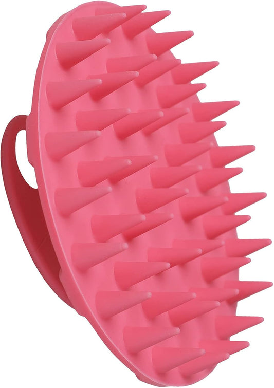 Scalp Massager Shampoo Brush, Wet & Dry Manual Scalp Care Head Scrubber Hair Washing, Soft Silicone Bristles, for Hair Growth, Dandruff Removal, Comfortable for All Hair Types (Pink)