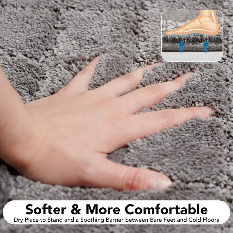 Deconovo Bath Rug (High-Density, Tufted Fibers), Extra Soft and Absorbent Shaggy Bathroom Mat Rugs, Machine Washable, Non-Slip Plush Carpet Runner for Tub, Shower and Bath Room, Suitable for Pet Mat