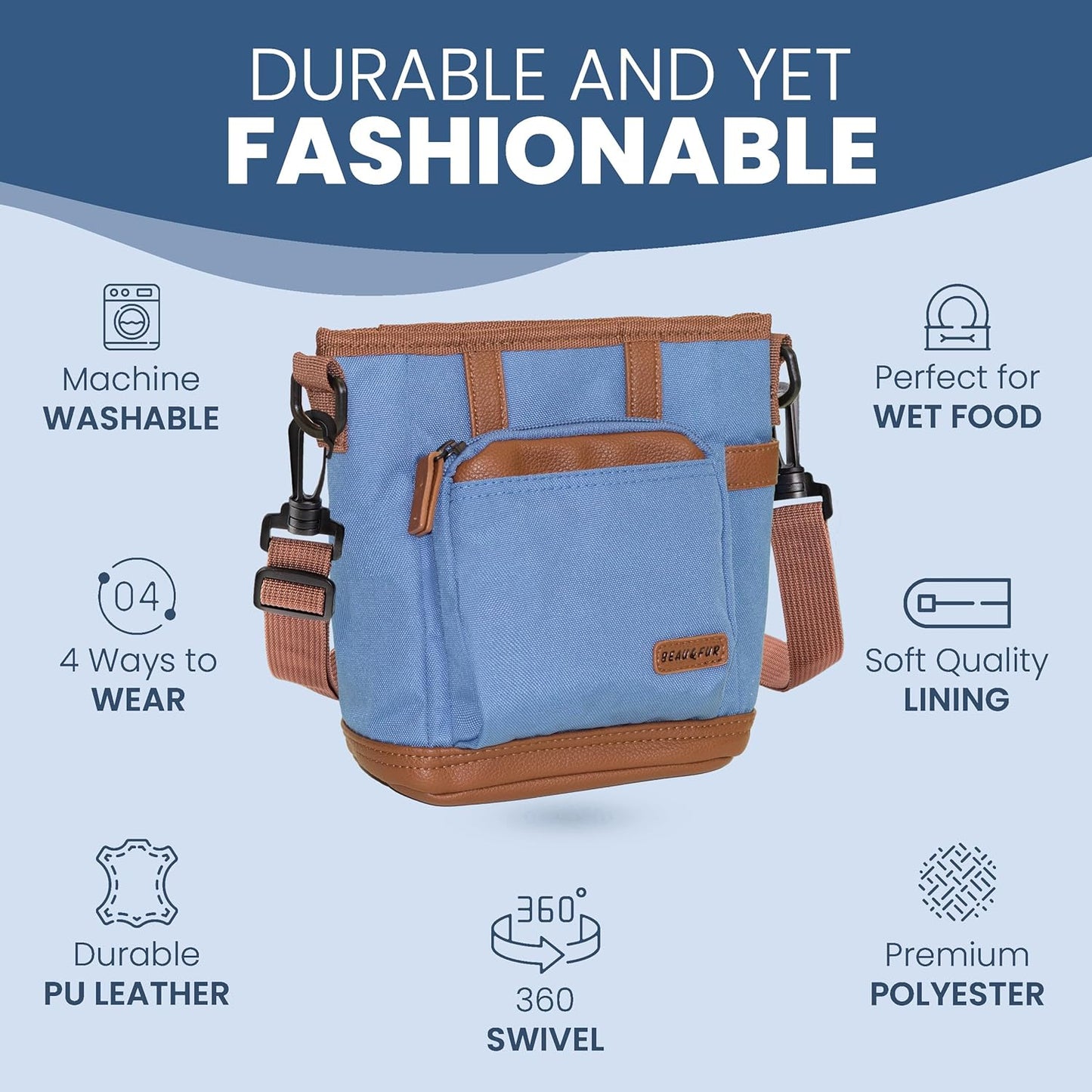 Dog Treat Pouch with Dog Clicker for Training - Hands-Free Dog Treat Bag with Magnetic Closure, Multi-Pocket Treat Pouches for Pet Training with Built-In Poop Bag Holder Pocket