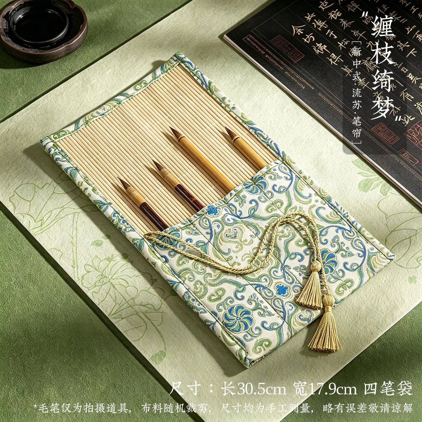 ✨Vintage Bamboo Roll Up Pencil Bag Chinese Calligraphy Brush Holder Wrap Retro Style Pencil Roll for Artists and School Supplies