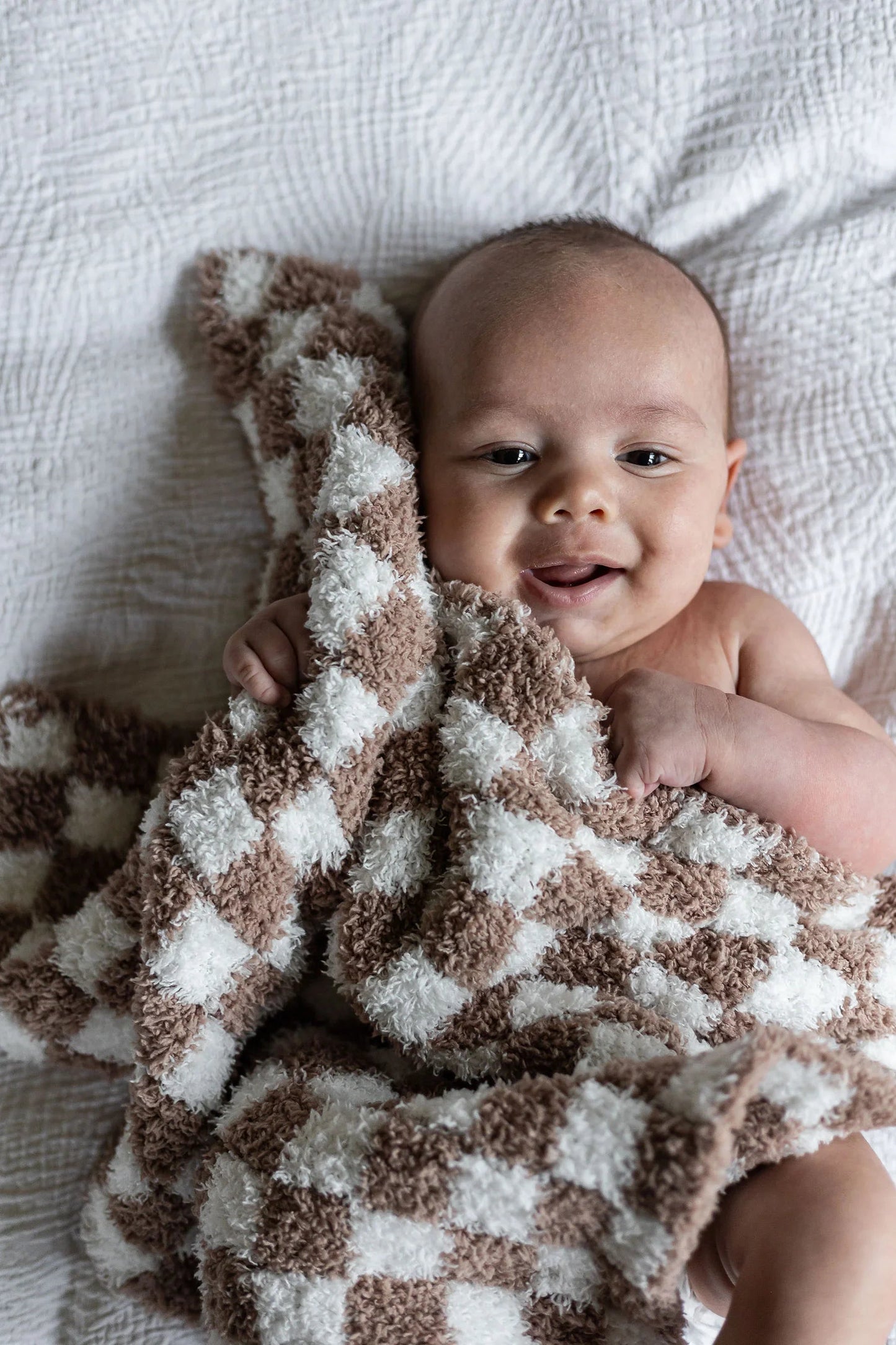 Chocolate Milk & White Check Print Lovey