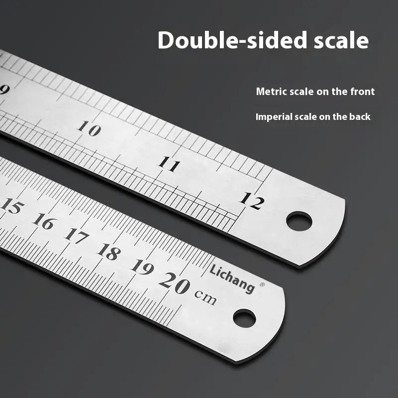 Metal Straight Ruler 15-100cm Stainless Steel Ruler Stationery Drafting Supplies Hand Tool Precision Double Sided Measuring Tool