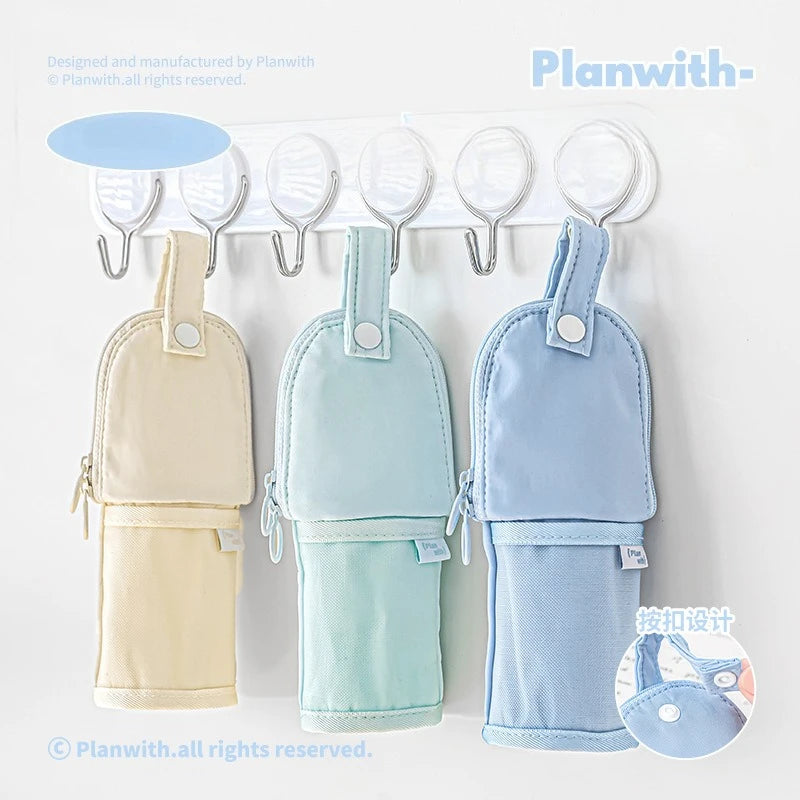 Mini Foldable Portable Clover Pencil CaseStandable Pen Holder  Hangable Desk Organizer Multi-Functional School Office Supplies