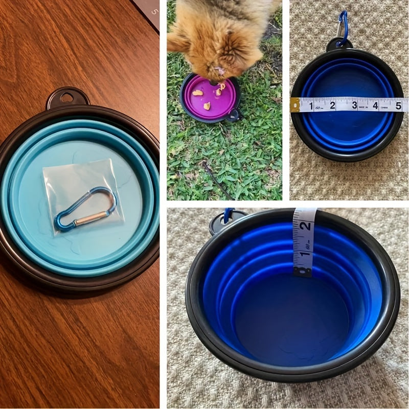 [Foldable Pet Bowl] Portable Foldable 350ml TPR Pet Bowl with Black Frame | Dog Food Dish for Outdoors