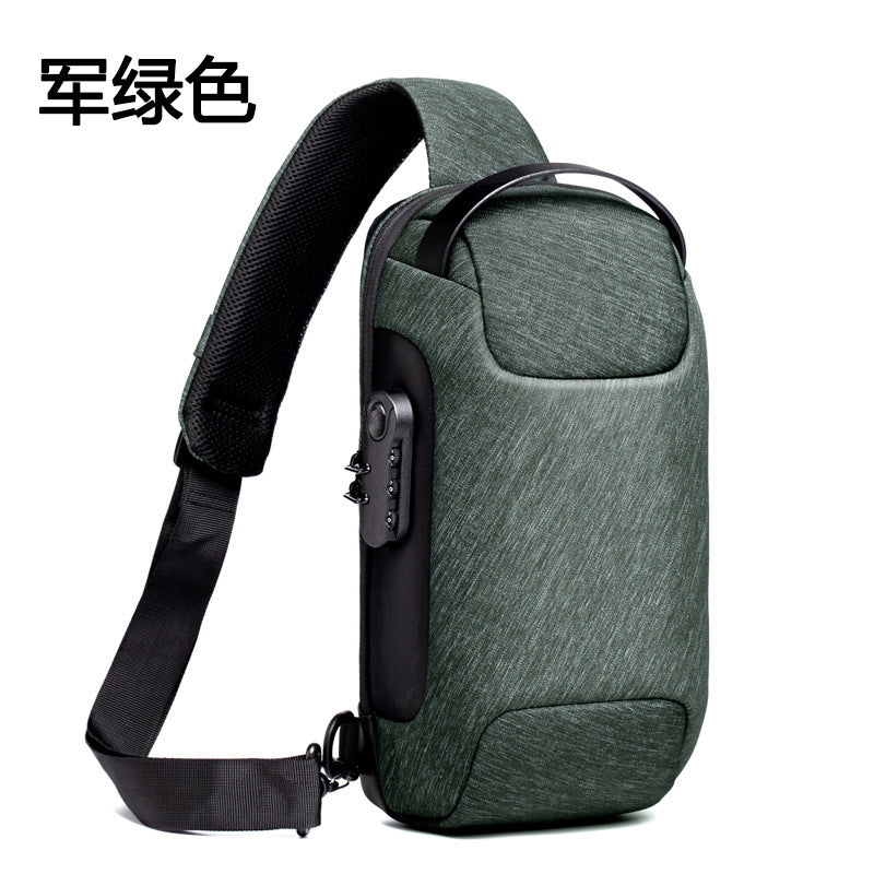 Waterproof USB Anti-theft Bag Men Oxford Crossbody Shoulder Bag Sling Multifunction Short Travel Messenger Chest Pack