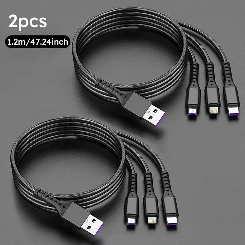 Charge Fast & Stay Connected! 🚀✨ Check Out Our 2-Pack 1.2M Super Fast Charging USB Cable - Mfi Certified 3 in 1 with Type-C, Micro USB, and IP Port! Perfect for All Your Devices! 📱🔌 #Fastcharging #Techessentials