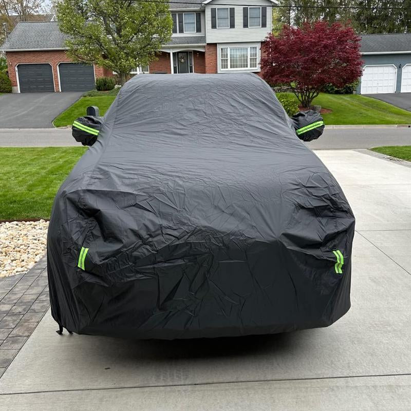 All-Weather Reflective Car Cover, Sun UV Rain Snow, Oxford Cloth Outdoor Car Cover, Fit for SUV (15.9-16.7FT) - Black