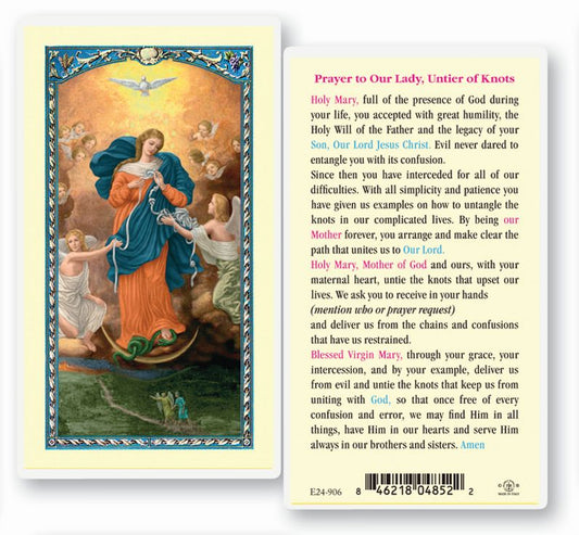 Laminated Our Lady, Untier of Knots Prayer Card