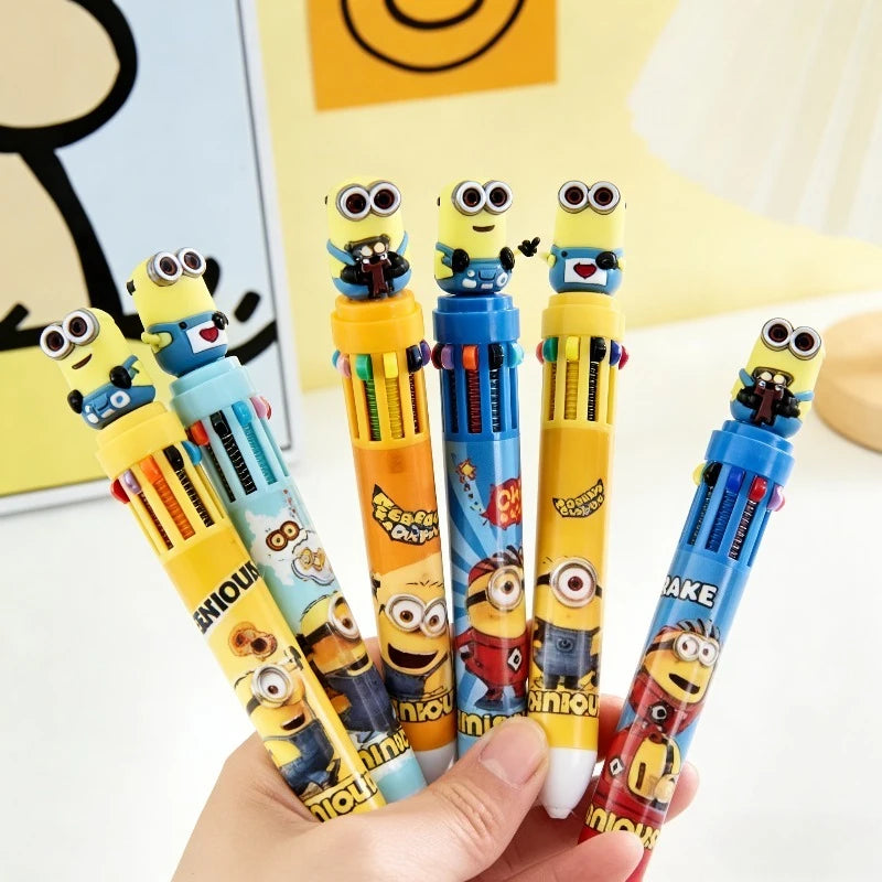 36pcs/set New Minions Anime10-Color Ballpoint Pen Despicable Me Cosplay Mark Hand-Held Pen 6 Styles Student Stationery Gift Toy
