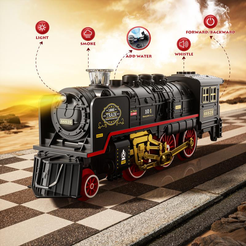 Funwee Train Set for under Christmastree,Electric Train Toy with Smokes,Lights Andsound, Locomotive Train Model Withtrack,Birthday Gifts Ldea for 3 4 5 6 7+ Years Oldtoddler Boys and Girls